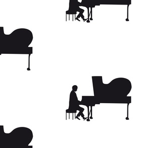 Piano Player Pattern black on white - xl