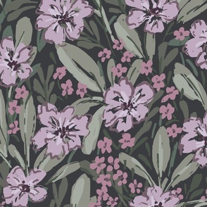 Dainty Meadow_whimsical floral_Extra Jumbo_Black Beauty and Lilac