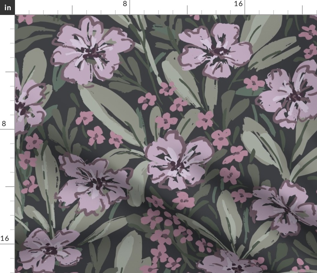 Dainty Meadow_whimsical floral_Extra Jumbo_Black Beauty and Lilac