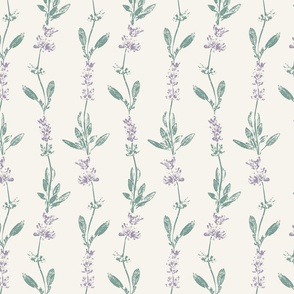 Flowering Sage - Monoprint in Sage Green and Lavender