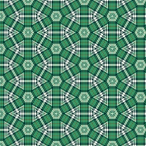 Green and white triangle tartan / small