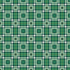 Green, white and red tartan squares / small