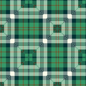 Green, white and red tartan squares large
