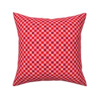 Abstract checkerboard valentine plaid gingham design red pink on white SMALL