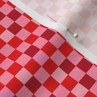 Abstract checkerboard valentine plaid gingham design red pink on white SMALL