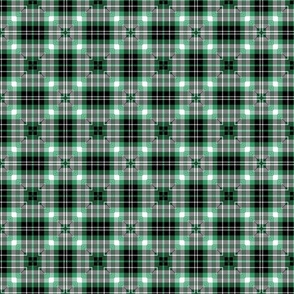 Green, white and black tartan squares / small