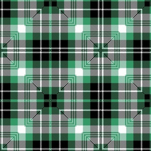 Green, white and black tartan squares / large