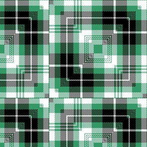 Green, white and black tartan tiles / large