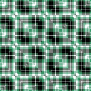 Green and white and black tartan tiles / medium