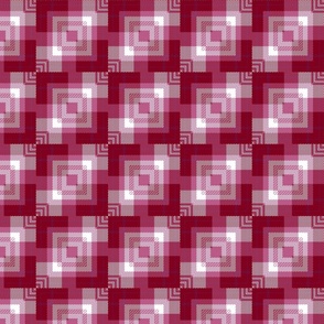 Burgundy and Pink Tartan Tile/ Small