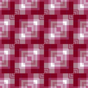 Burgundy and Pink Tartan Tile / Medium