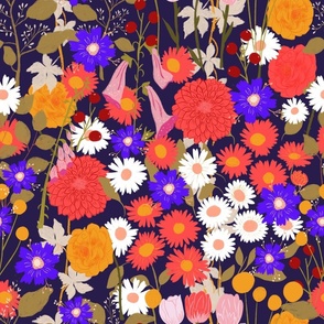 Floral Colorful Fabric, Wallpaper and Home Decor