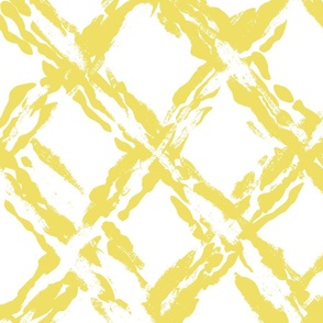 painterly diamond geometric/yellow on white/large