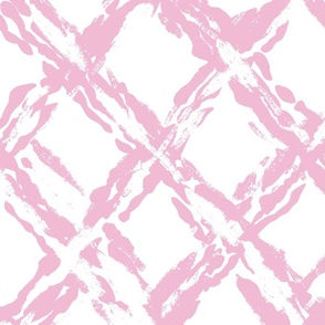 painterly diamond geometric/pink on white/large