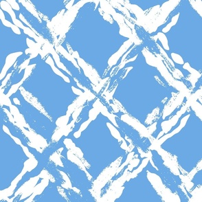 painterly diamond geometric/white on bright blue/large