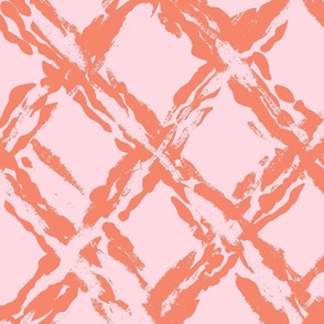 painterly diamond geometric/coral on light pink/large
