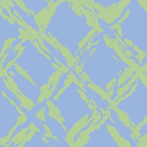 painterly diamond geometric/spring green on blue/large