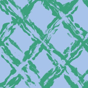 painterly diamond geometric/ming green on blue/large