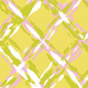 painterly diamond geometric/yellow pink/large