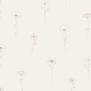 Scandinavian Wildflowers - Cream and Tan