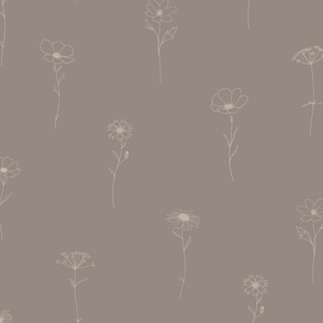 Scandinavian Wildflowers - Taupe Brown