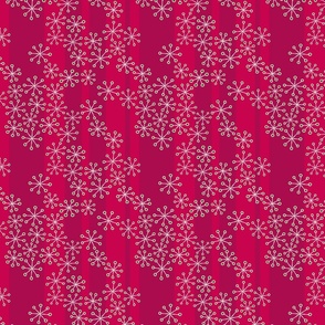 (M) Modern Snowflake Drift Mid Mod Doodads Dark Pink on Pink
