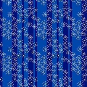 (M) Modern Snowflake Drift Mid Mod Doodads  Cobalt Blue, Navy Blue and White