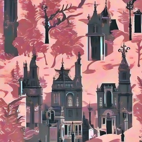 Old mansions pink and grey