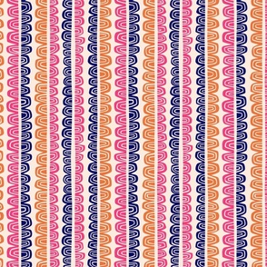 Scalloped Stripes Vertical - Colorful on Light Background - Small