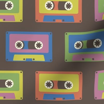Retro Y2K colorful audio cassette Dark