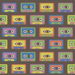 Retro Y2K colorful audio cassette Dark