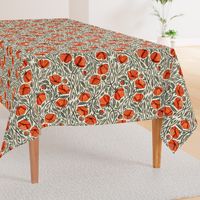 Peace and Dreams Poppy Print In Cream, Grey and Coral Medium