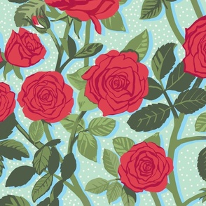 Valentine’s Love Roses-Red and Turquoise