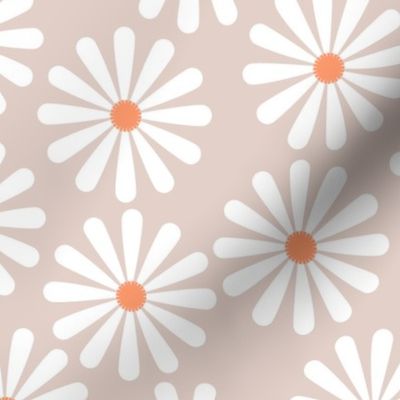 simple happy  daisies flowers pastel beige taupe white orange