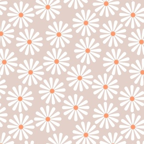 simple happy  daisies flowers pastel beige taupe white orange