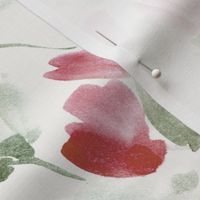 florence flowers - watercolor poppy meadow for modern home decor wallpaper bedding b031-1