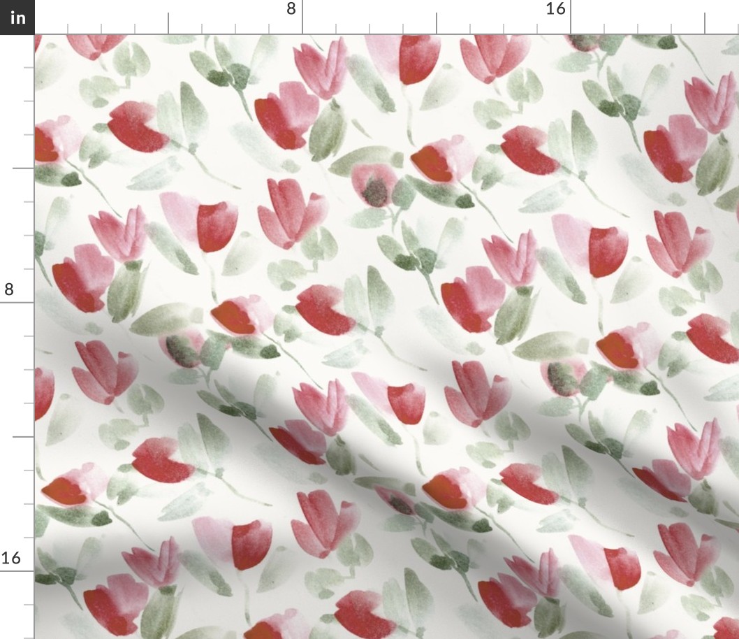 florence flowers - watercolor poppy meadow for modern home decor wallpaper bedding b031-1