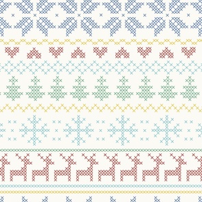 (XL) Fair Isle Multicolored, winter scandi nordic, jumbo scale for winter festive bedding