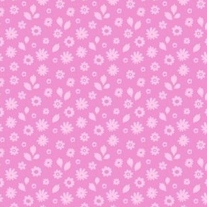 Monochromatic pink ditsy flowers/ doodle floral