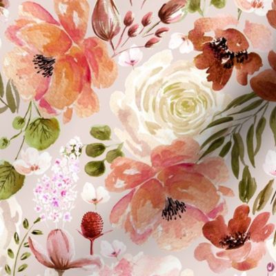 Romantic Watercolor Flowers in Earth Tones