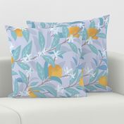 Orange Blossoms Floral Print - Floriography - Teal On Lavender