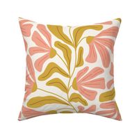 Retro Whimsy floral in pink on creamy white