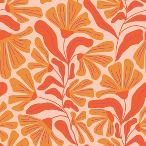 Retro Whimsy floral in shades of peach and orange