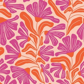 Retro Whimsy Floral in magenta pink and orange