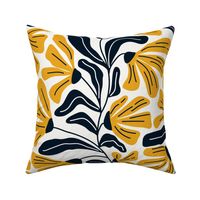 Retro Whimsy Floral in Black and Yellow Gold