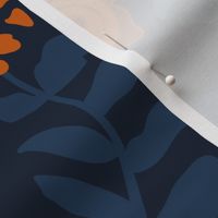 Floriography Floral Pattern in dark navy and warm brown color palette