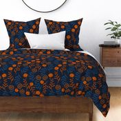 Floriography Floral Pattern in dark navy and warm brown color palette