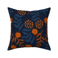 Floriography Floral Pattern in dark navy and warm brown color palette