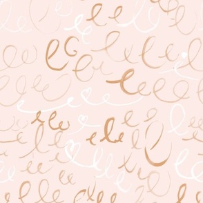 love letter scribbles - blush gold 10.5in fabric 24in wallpaper