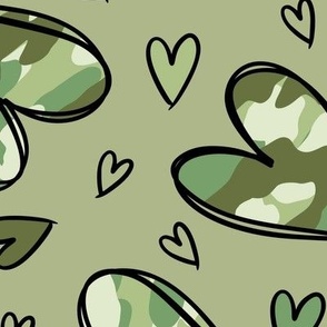Camo Hearts in Green  (Large Scale) 